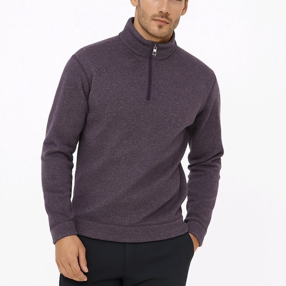 Peter Millar Sweater Purple 1/4 Zip Fleece Lined Long Sleeve Crown Sport…